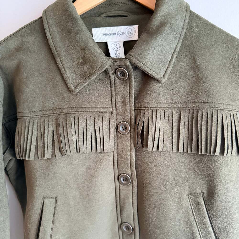 Treasure & Bond Kids Size 10/12 Faux Suede Fringe Western Jacket - Picture 4 of 8